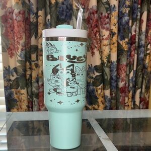 40oz Light Blue Bluey Tumbler with Straw